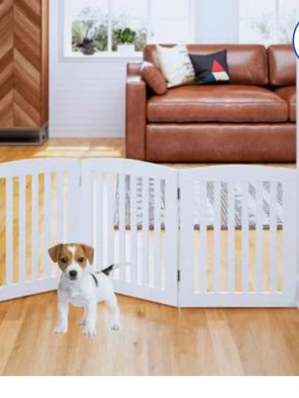 Pawland Freestanding Foldable Wooden Dog Gate, White, 3 Panel